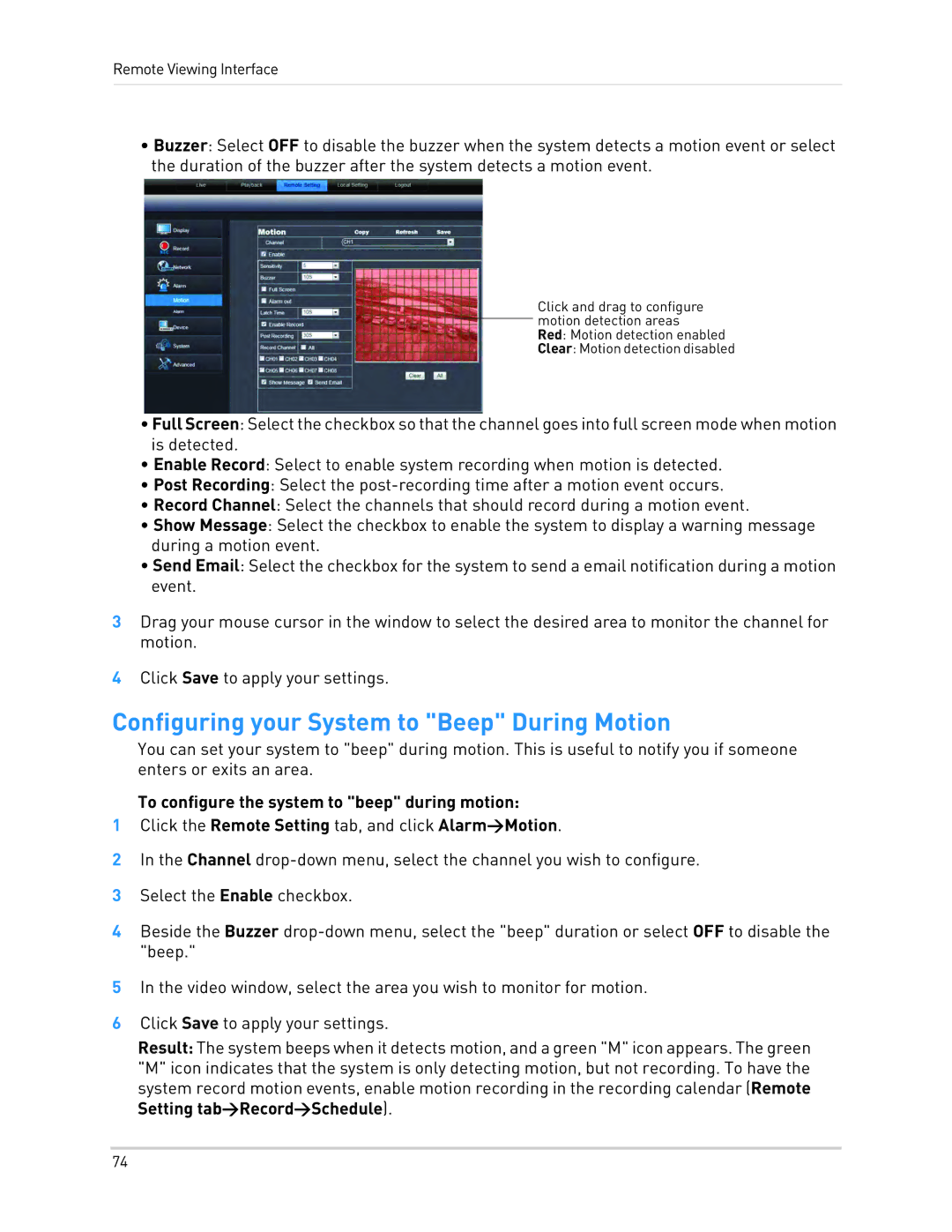 LOREX Technology LH010 ECO BLACKBOX SERIES instruction manual Configuring your System to Beep During Motion 