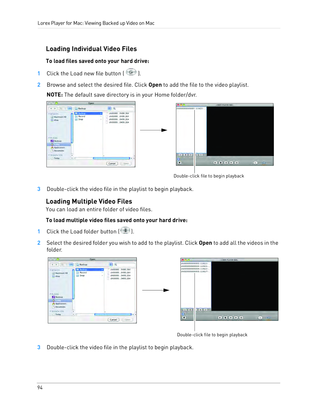 LOREX Technology LH0181011C8F instruction manual Loading Individual Video Files, Loading Multiple Video Files 