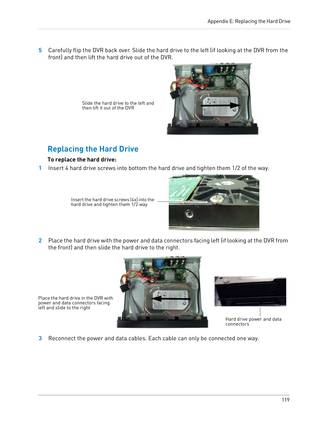 LOREX Technology LH0181011C8F instruction manual Replacing the Hard Drive, To replace the hard drive 