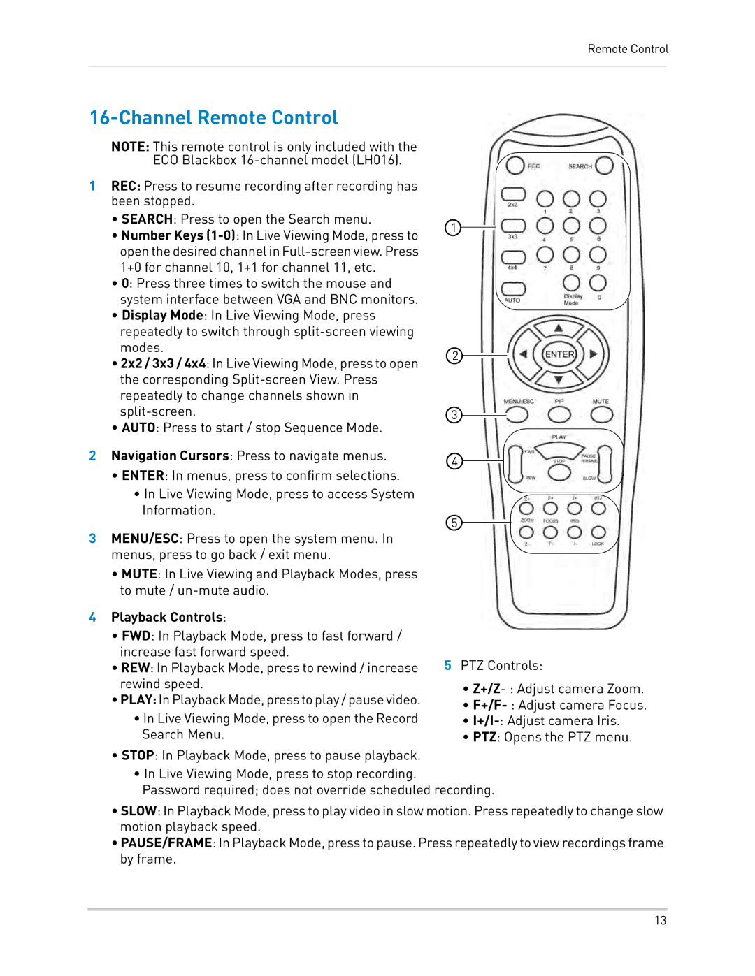 LOREX Technology LH0181011C8F instruction manual Channel Remote Control 