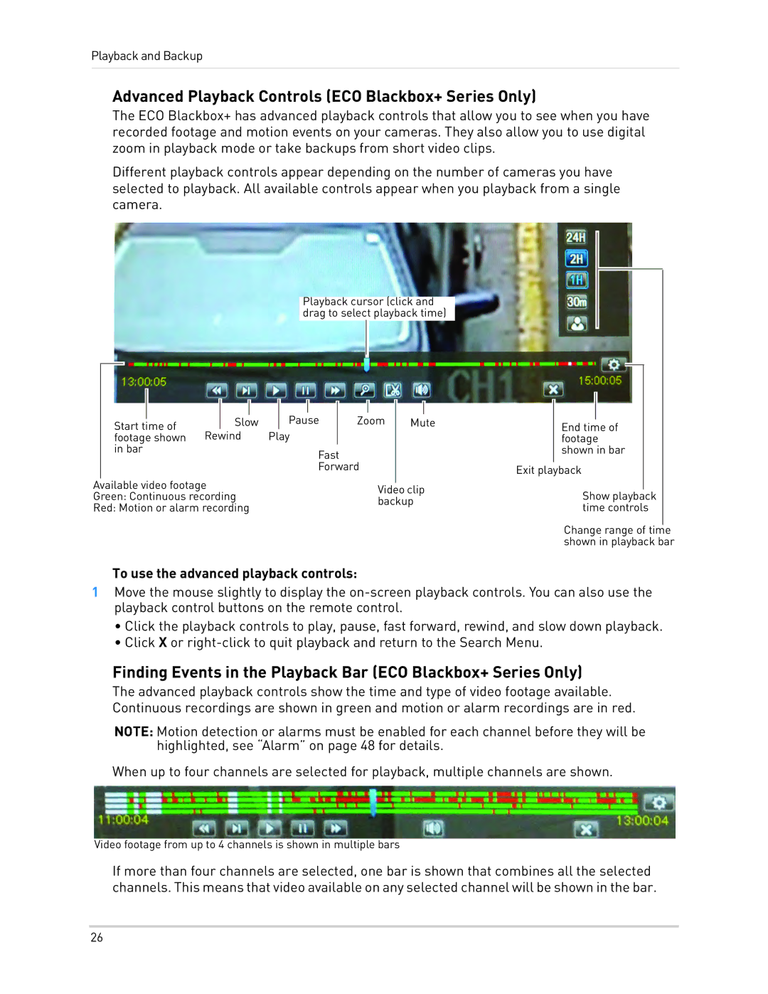 LOREX Technology LH0181011C8F Advanced Playback Controls ECO Blackbox+ Series Only, To use the advanced playback controls 