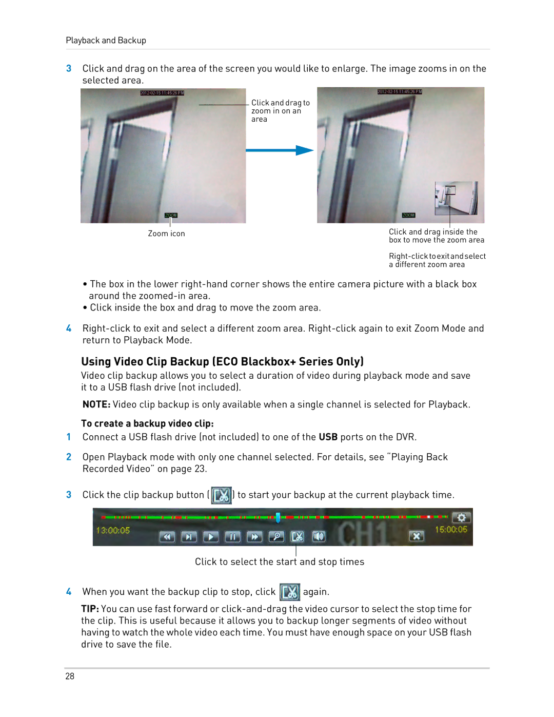 LOREX Technology LH0181011C8F Using Video Clip Backup ECO Blackbox+ Series Only, To create a backup video clip 