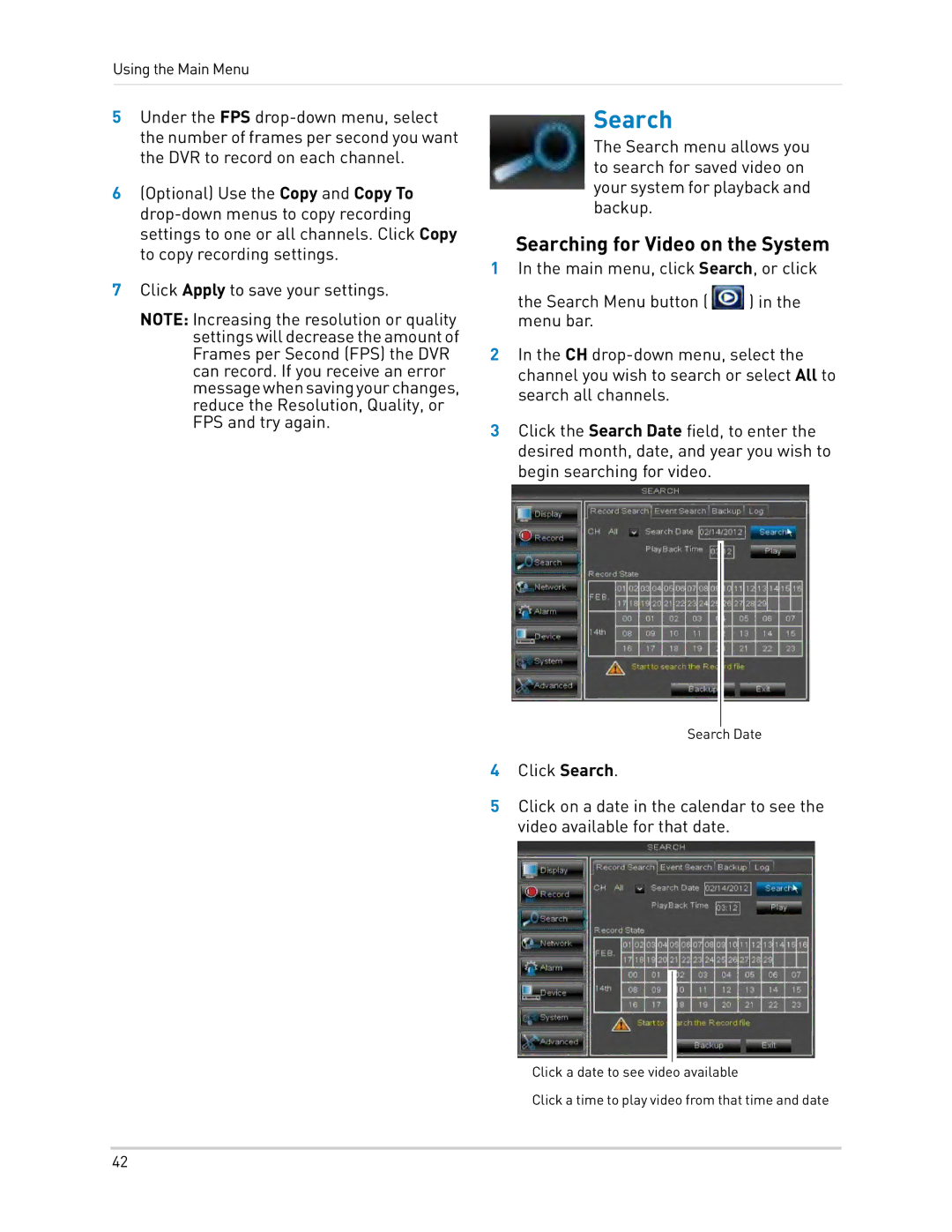 LOREX Technology LH0181011C8F instruction manual Searching for Video on the System 