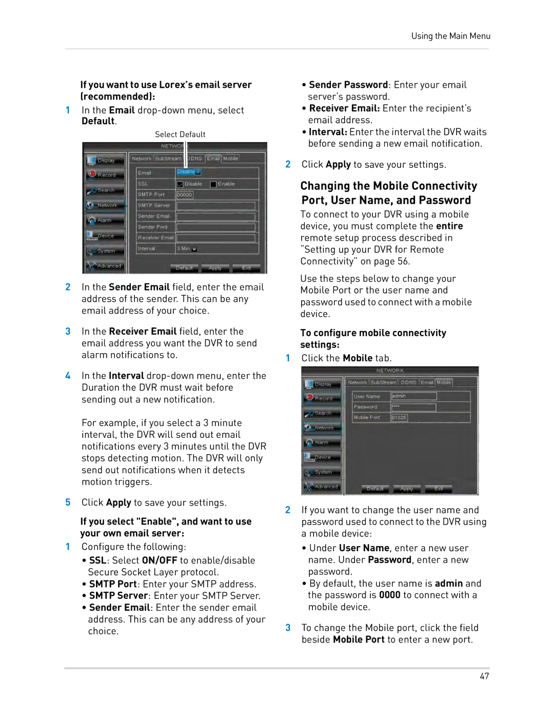 LOREX Technology LH0181011C8F instruction manual If you want to use Lorex’s email server recommended 