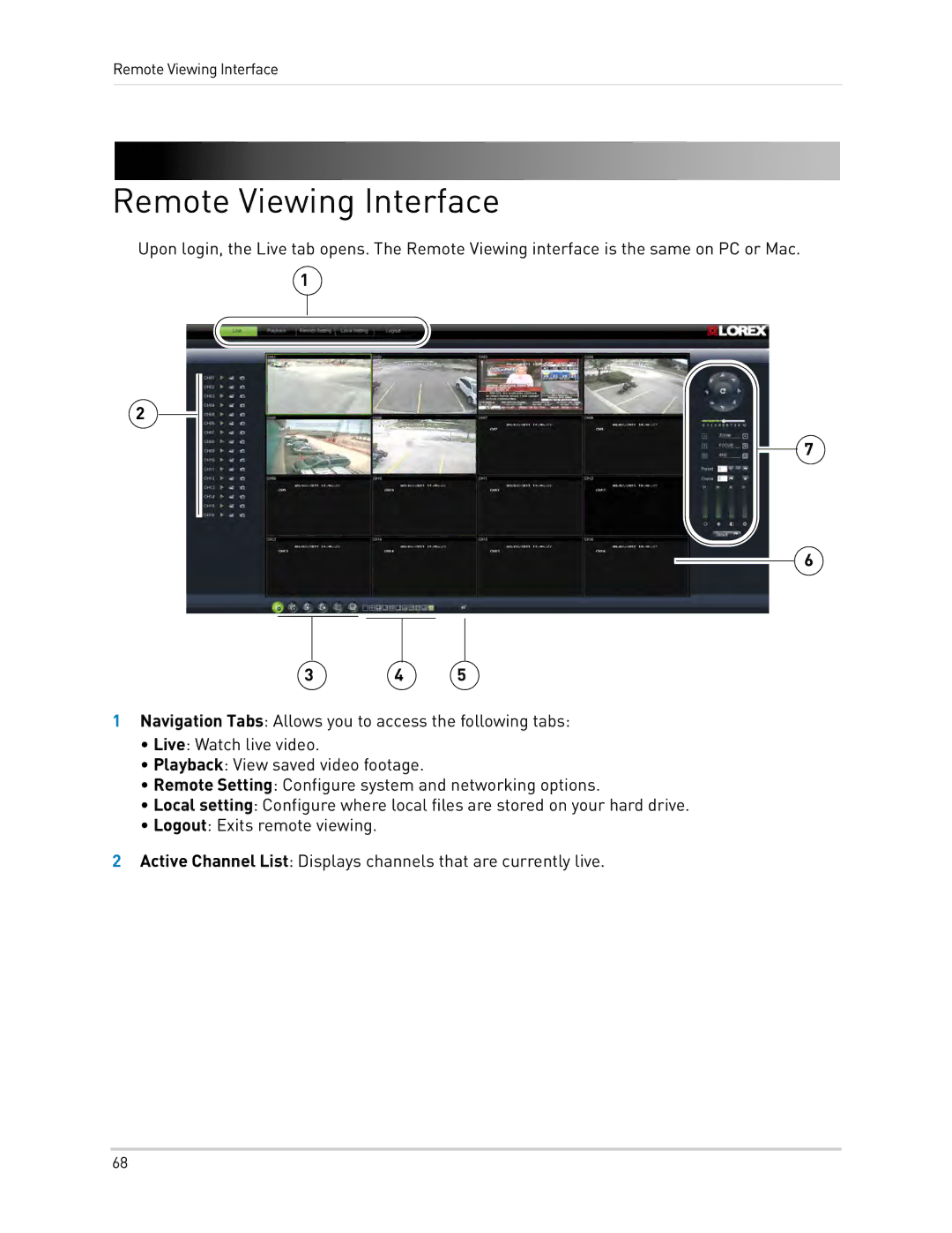 LOREX Technology LH0181011C8F instruction manual Remote Viewing Interface 