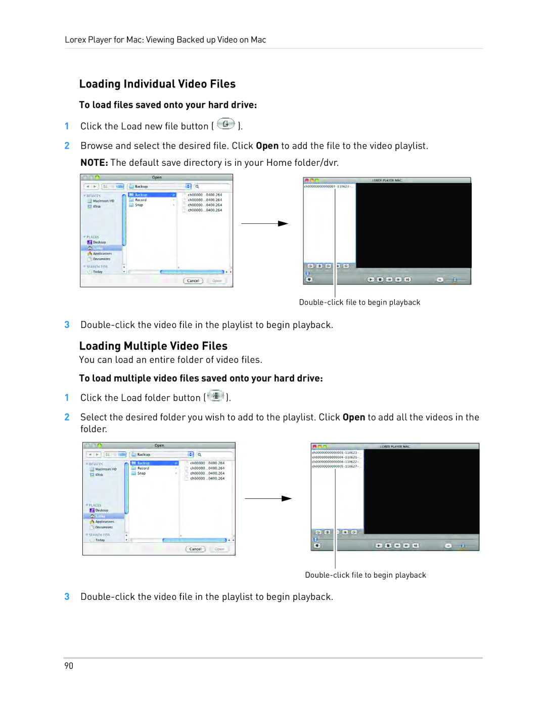 LOREX Technology LH1361001C8B, LH130 instruction manual Loading Individual Video Files, Loading Multiple Video Files 