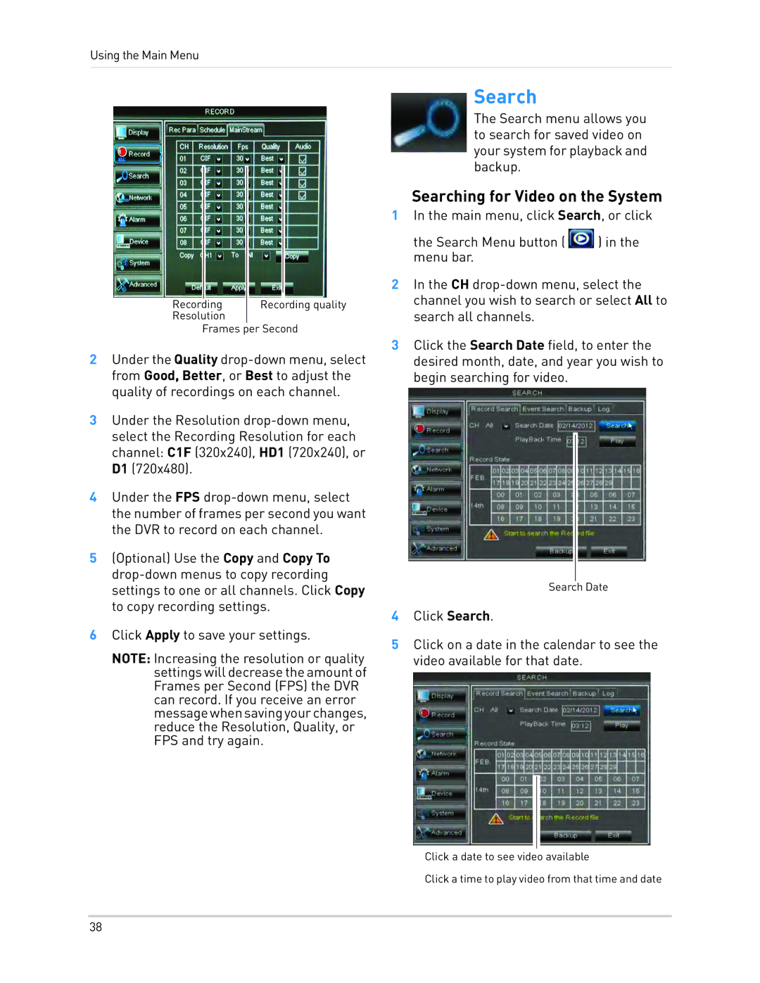 LOREX Technology LH1361001C8B, LH130 instruction manual Searching for Video on the System 