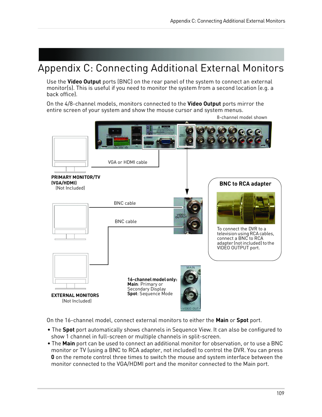 LOREX Technology LH130, LH1361001C8B instruction manual BNC to RCA adapter 