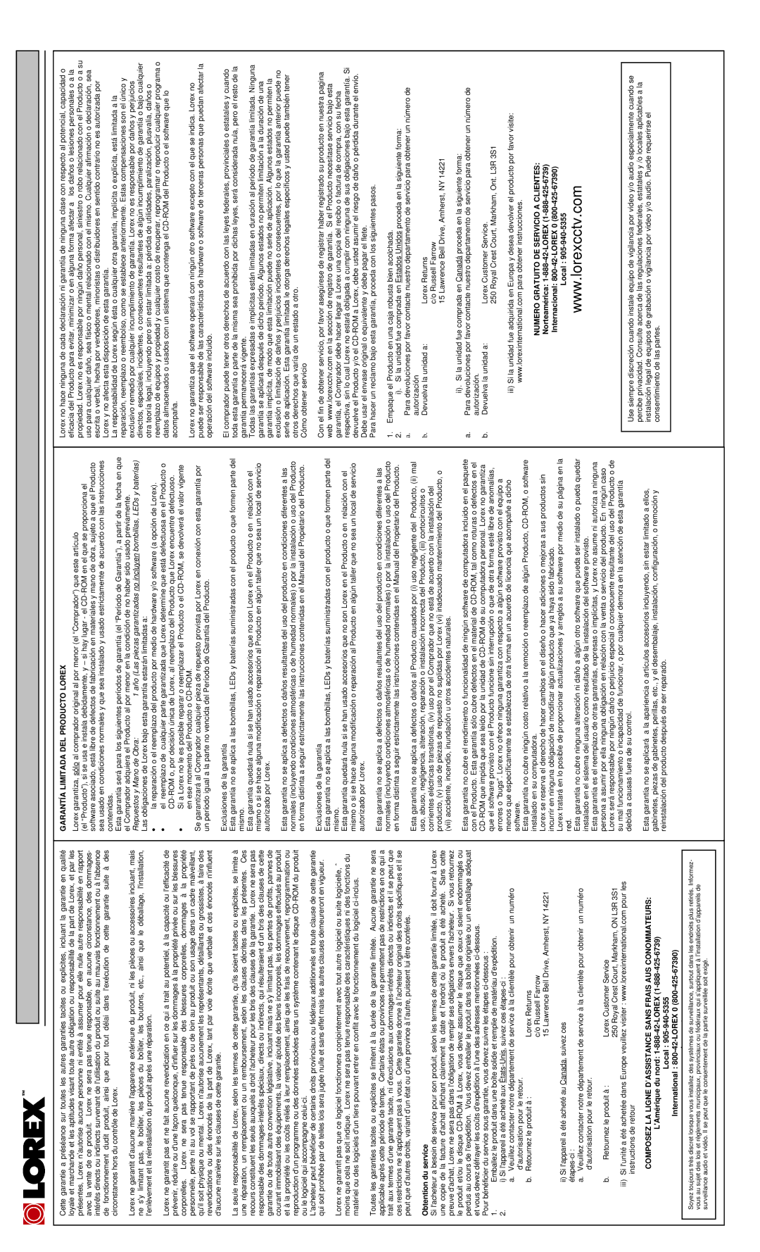 LOREX Technology LH300 Series instruction manual Composez LA Ligne D’ASSISTANCE Sans Frais AUS Conommateurs 