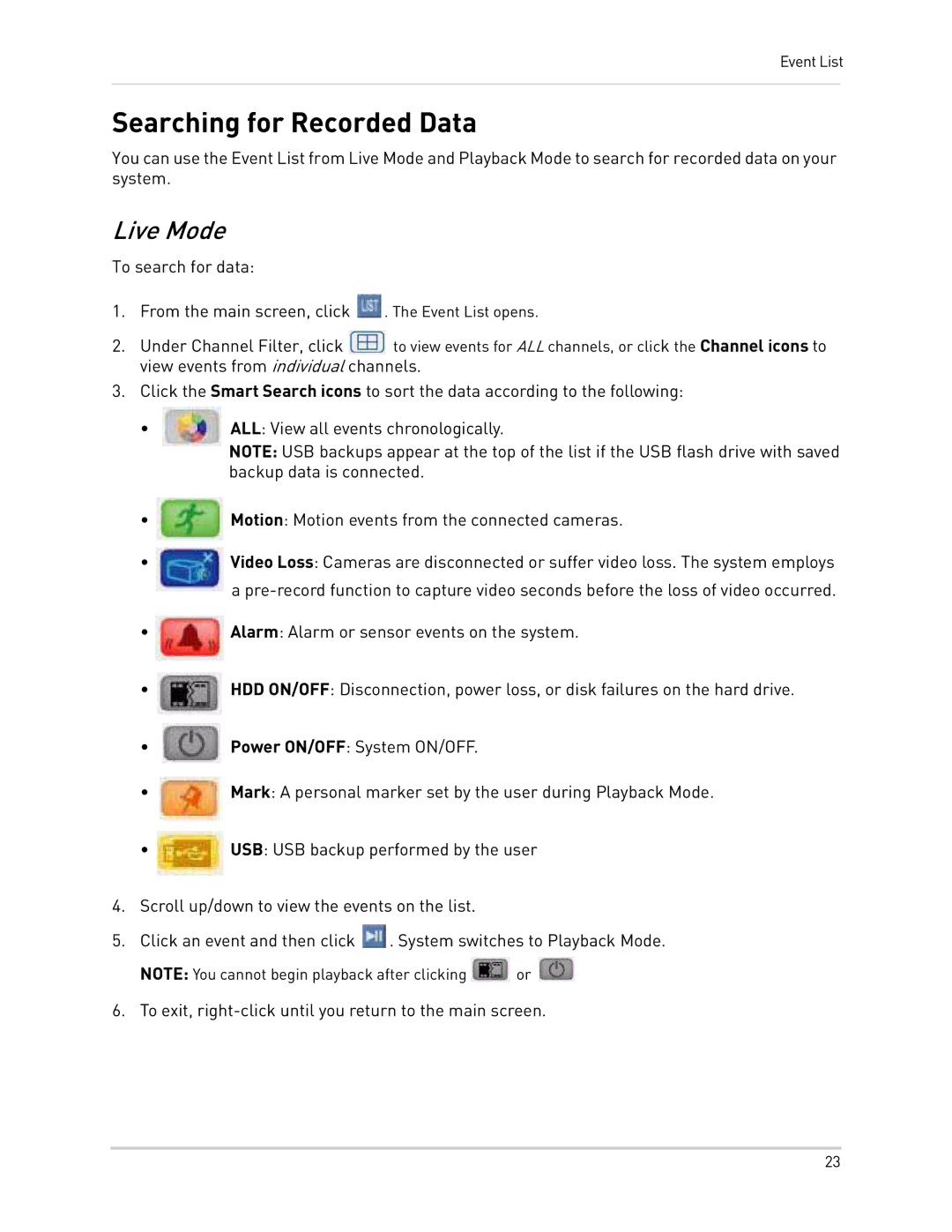 LOREX Technology LH300 Series instruction manual Searching for Recorded Data, Live Mode 