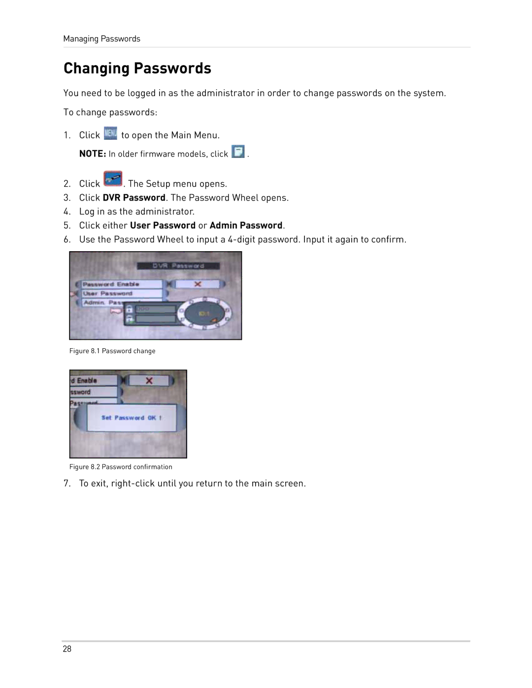 LOREX Technology LH300 Series instruction manual Changing Passwords, Click either User Password or Admin Password 