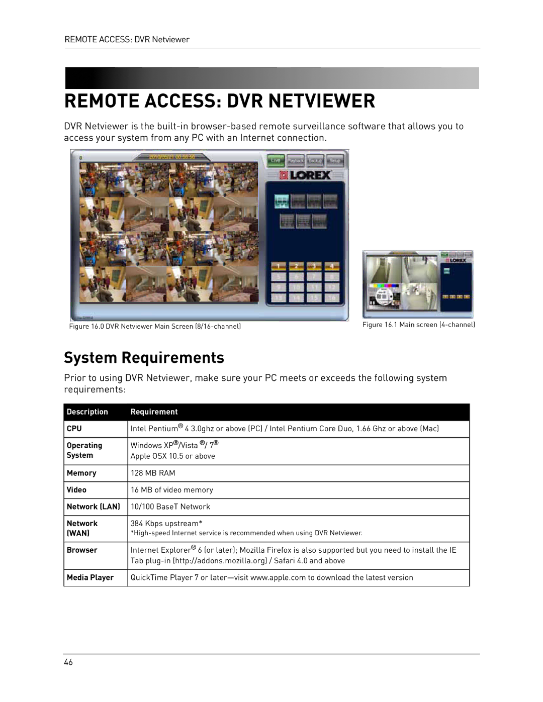 LOREX Technology LH300 Series instruction manual Remote Access DVR Netviewer, System Requirements 