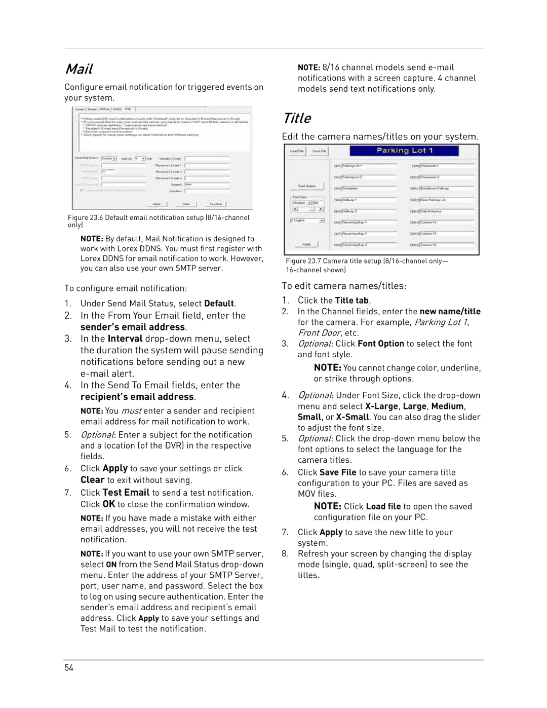 LOREX Technology LH300 Series instruction manual Mail, Title 