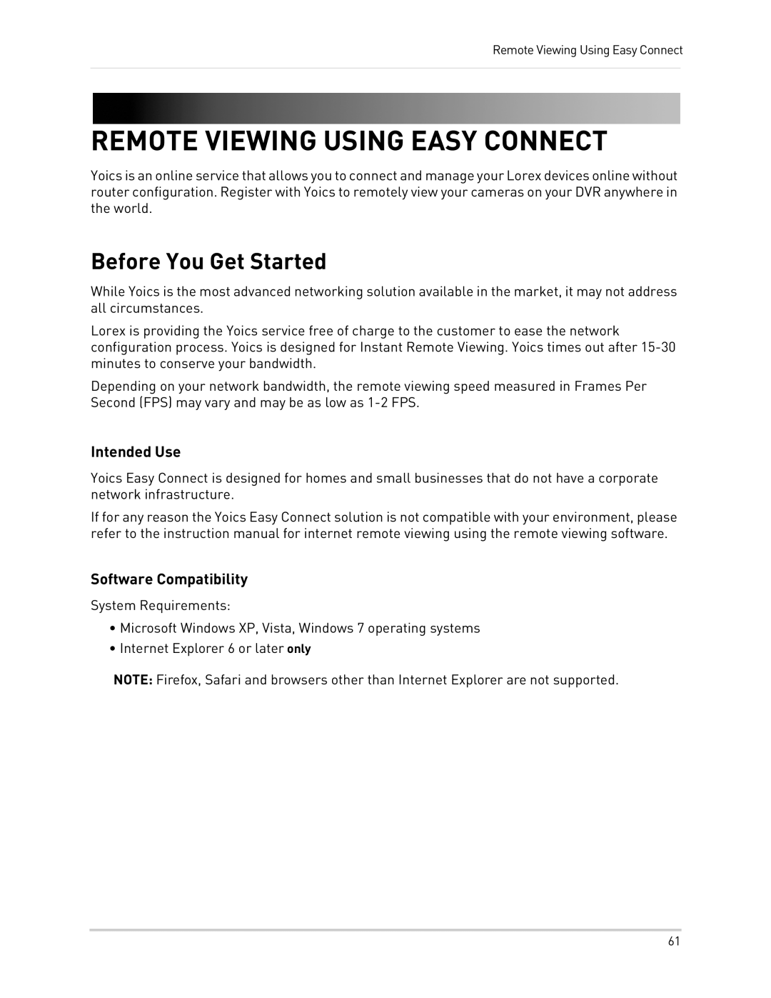 LOREX Technology LH300 Series instruction manual Remote Viewing Using Easy Connect, Before You Get Started 