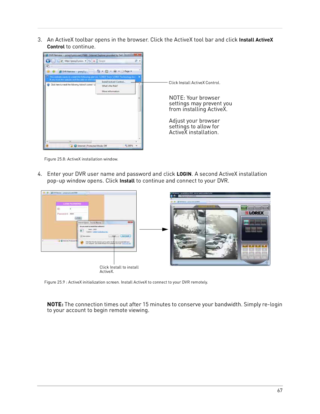 LOREX Technology LH300 Series instruction manual ActiveX installation window 