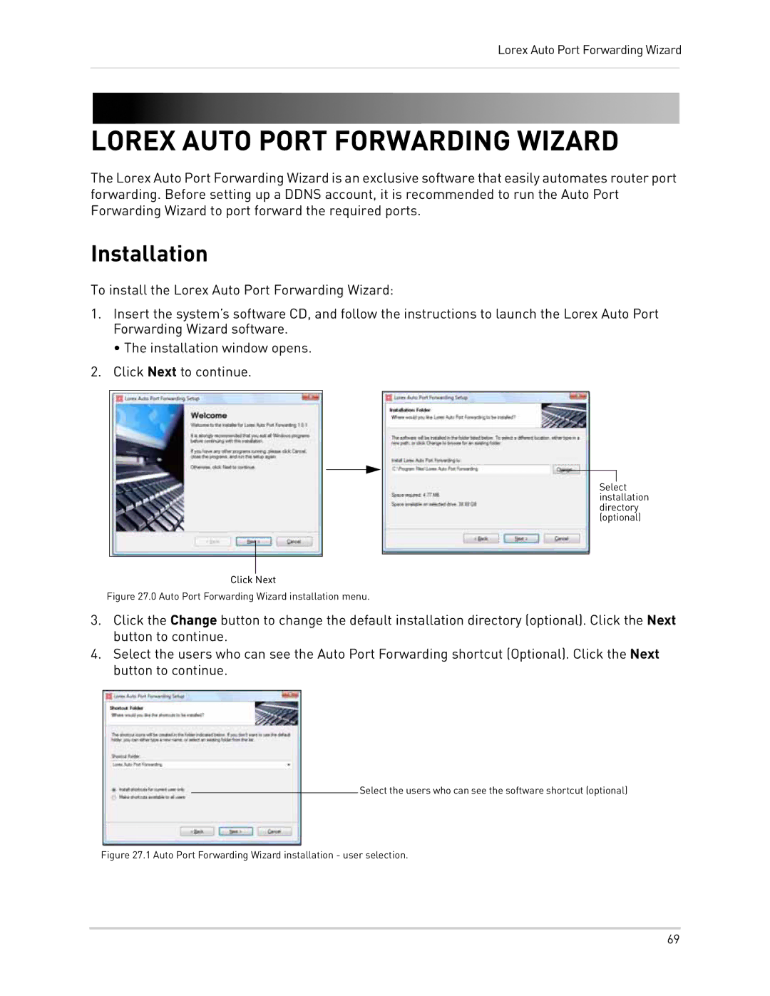 LOREX Technology LH300 Series instruction manual Lorex Auto Port Forwarding Wizard, Installation 