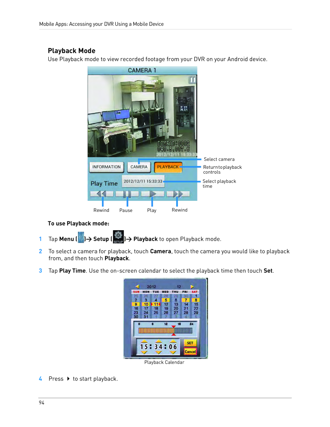 LOREX Technology LH3481001C8B, LH340 EDGE3, LH330 EDGE2 instruction manual Playback Mode 