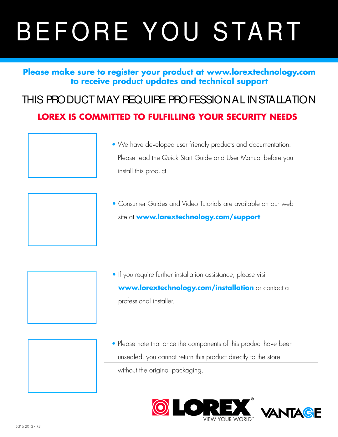 LOREX Technology LH330 EDGE2, LH340 EDGE3, LH3481001C8B instruction manual Before YOU Start 