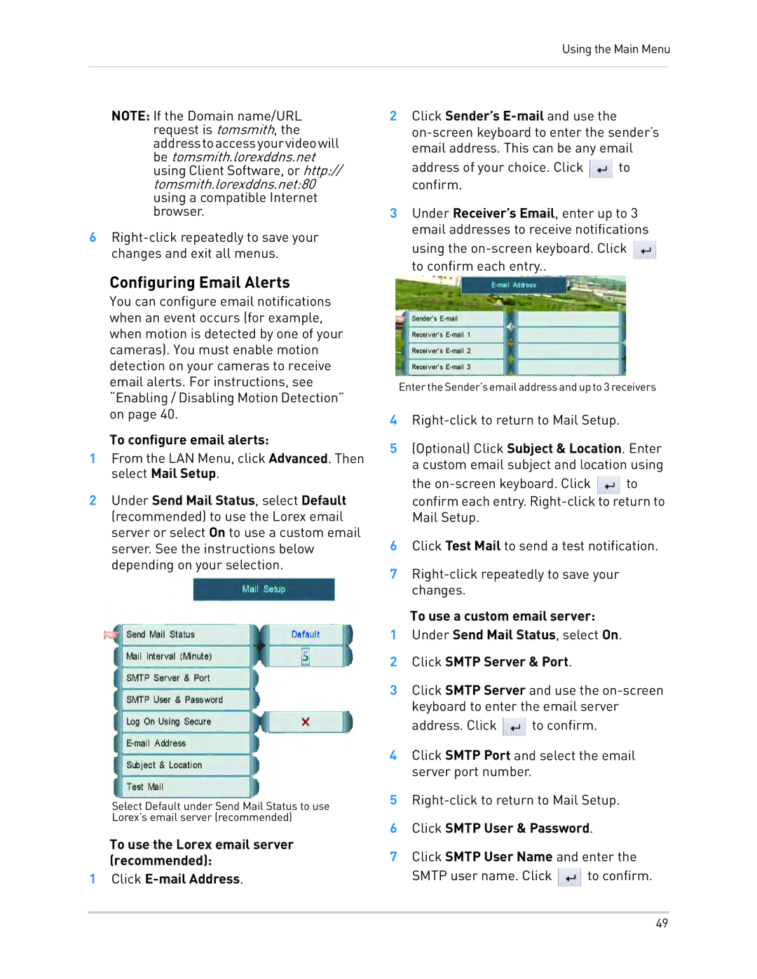 LOREX Technology LH3481001C8B, LH340 EDGE3 Configuring Email Alerts, To configure email alerts, Click Smtp User & Password 