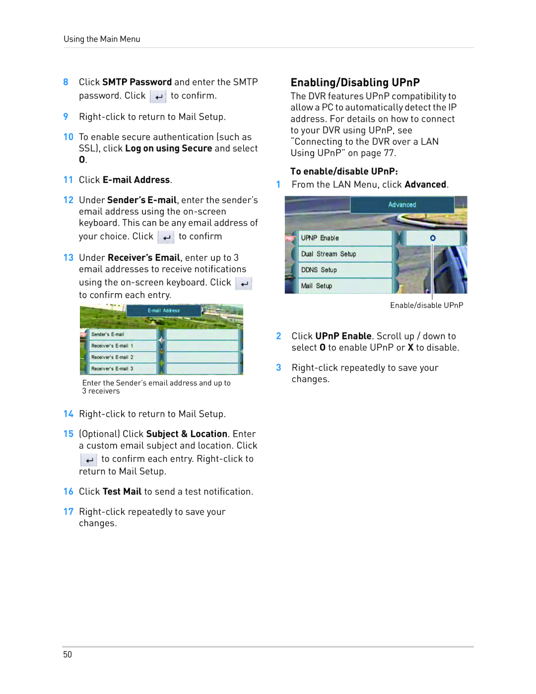 LOREX Technology LH330 EDGE2, LH340 EDGE3, LH3481001C8B instruction manual Enabling/Disabling UPnP, To enable/disable UPnP 