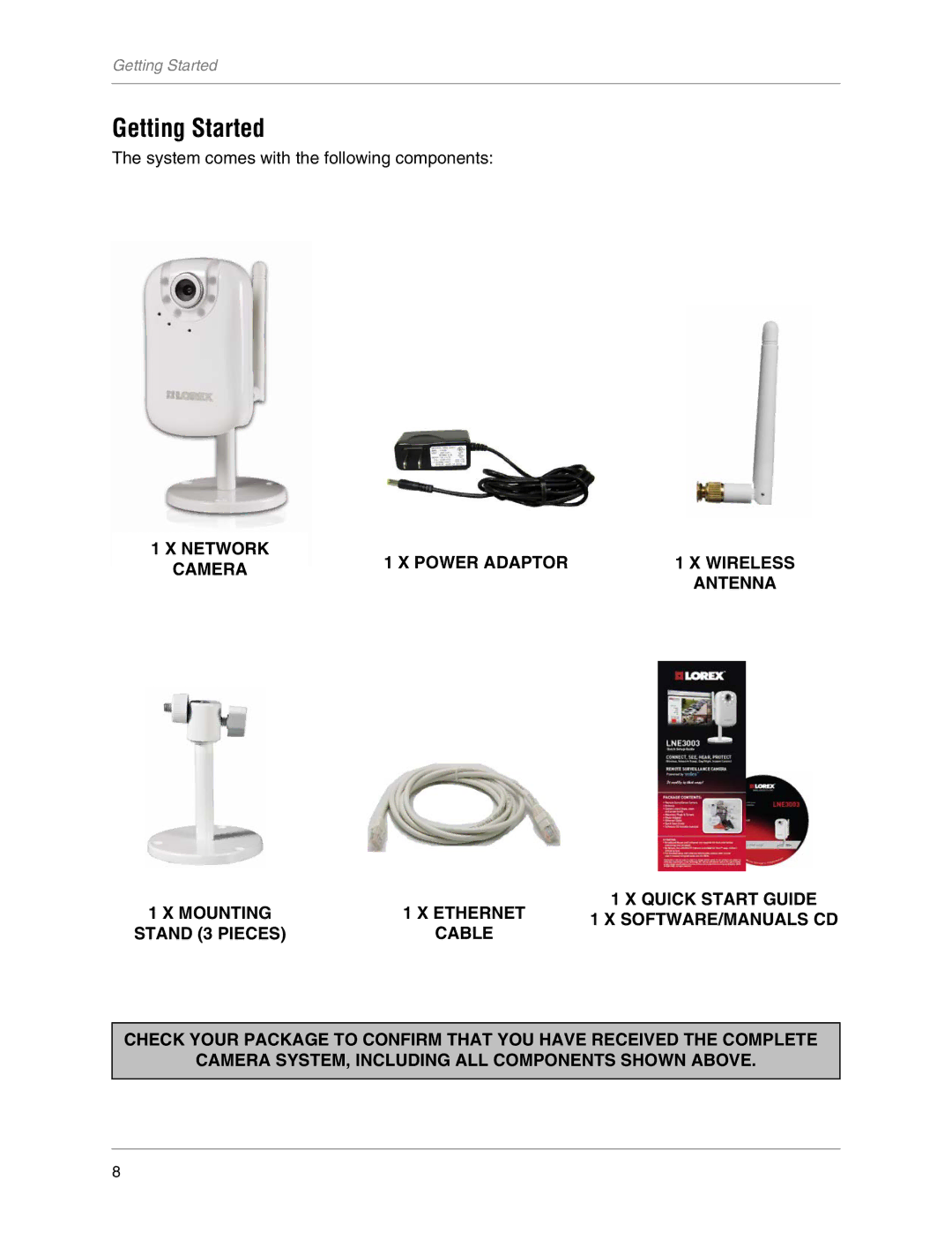 LOREX Technology LNE3003 instruction manual Getting Started, Cable 