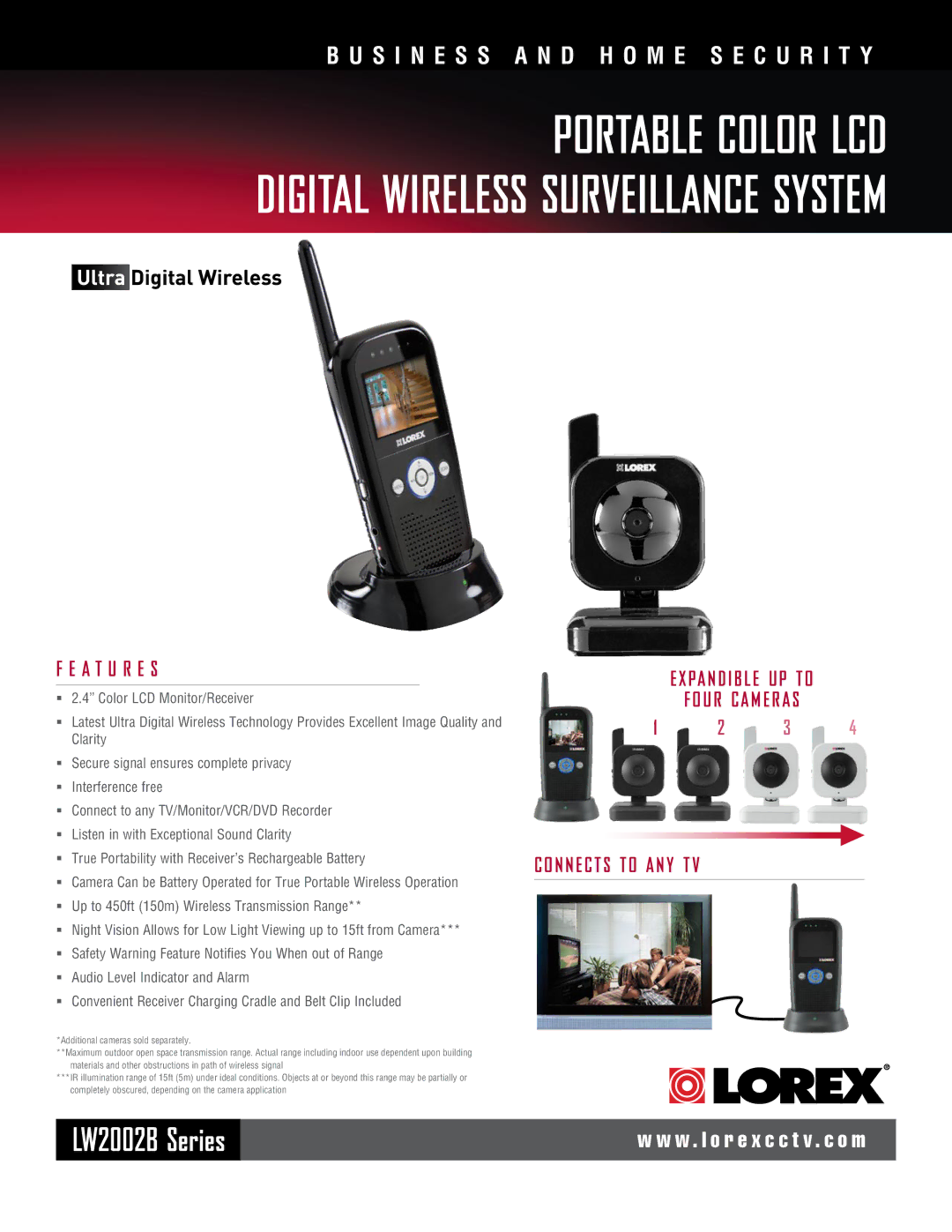 LOREX Technology LW2002B Series manual Portable Color LCD Digital Wireless Surveillance System, A T U R E S 