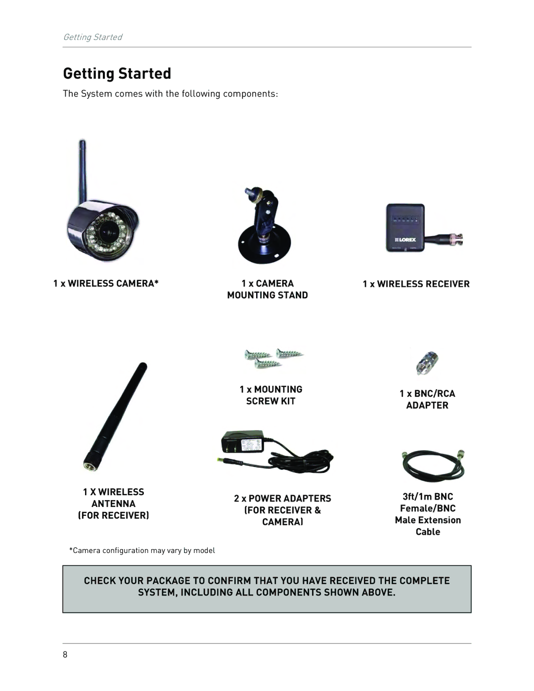 LOREX Technology LW2100 instruction manual Getting Started, Wireless Camera 