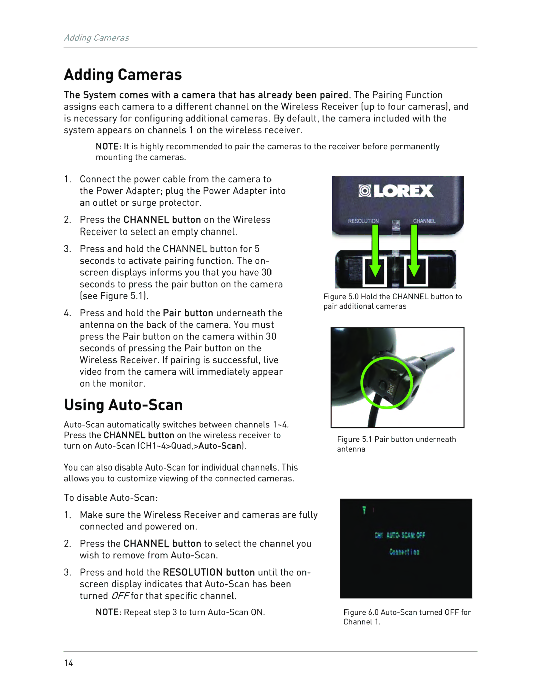 LOREX Technology LW2100 instruction manual Adding Cameras, Using Auto-Scan 