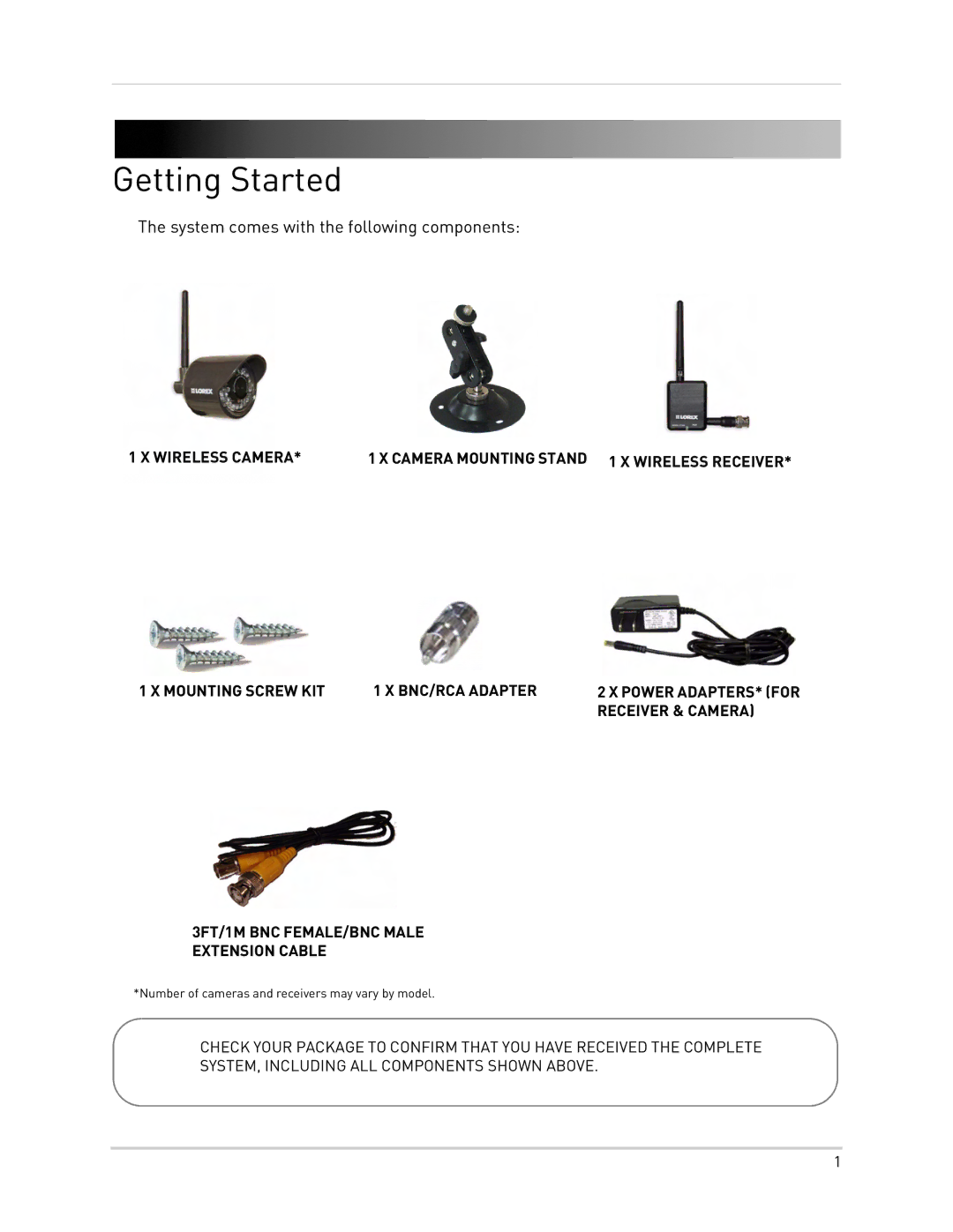 LOREX Technology LW2110 instruction manual Getting Started, Included with 2 pack only 