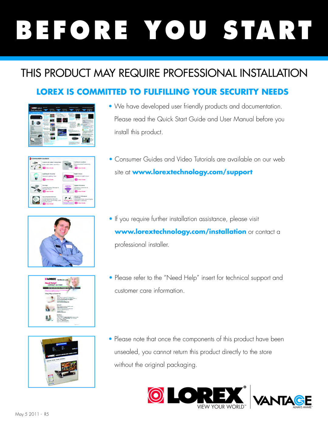 LOREX Technology LW2110 instruction manual Before YOU Start 