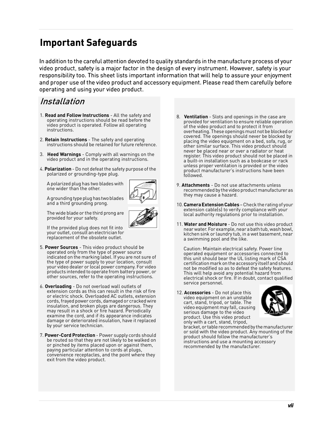 LOREX Technology LW2110 instruction manual Important Safeguards, Installation 