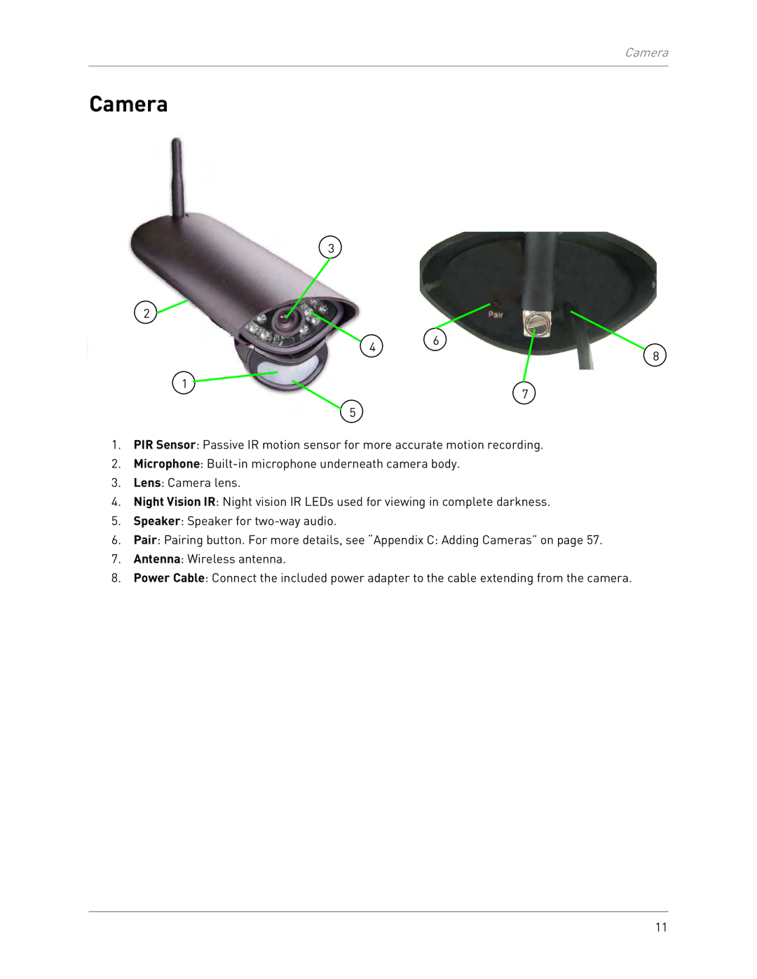 LOREX Technology LW2702 instruction manual Camera 