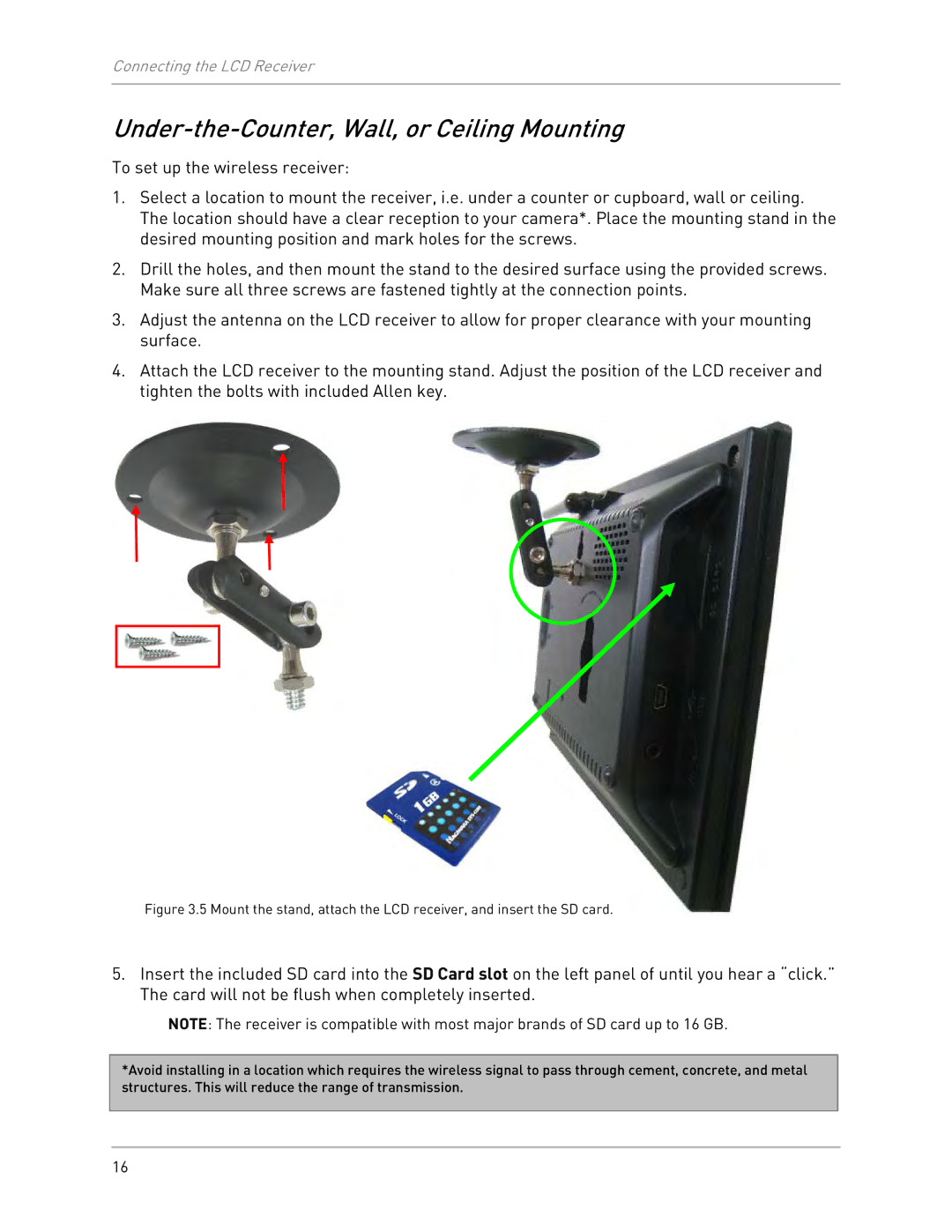 LOREX Technology LW2702 instruction manual Under-the-Counter, Wall, or Ceiling Mounting 