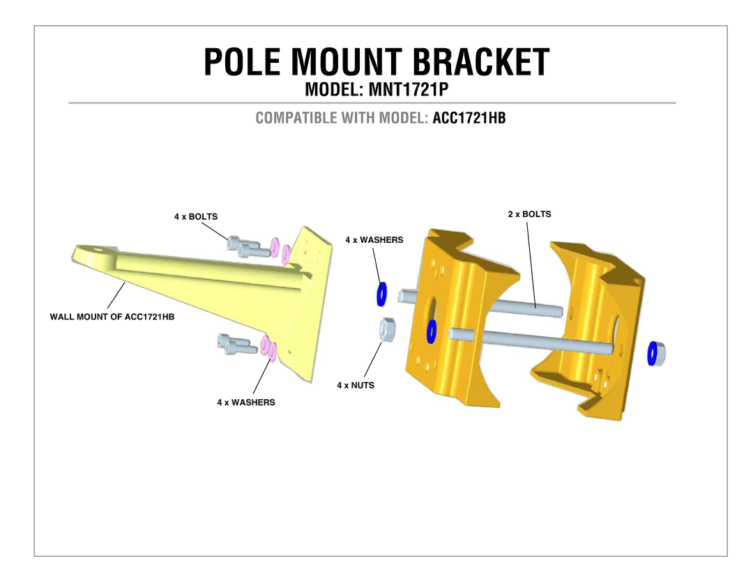 LOREX Technology MNT1721PR1 manual Pole Mount Bracket 