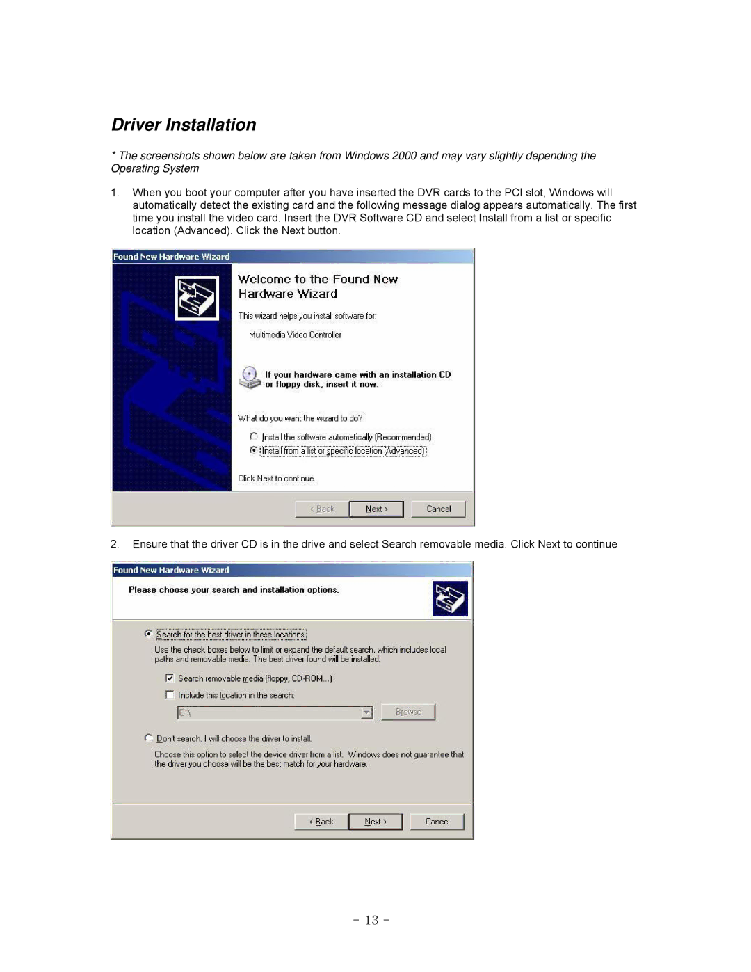 LOREX Technology QLR-0440 Series instruction manual Driver Installation 