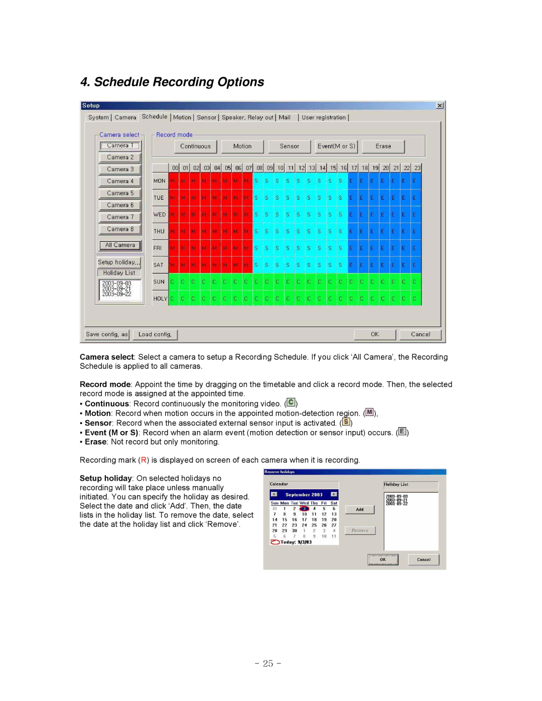 LOREX Technology QLR-0440 Series instruction manual Schedule Recording Options 