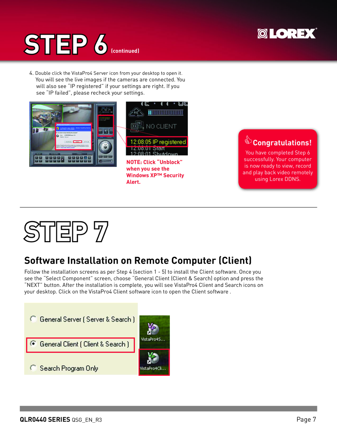 LOREX Technology QLR0440 quick start Step, Software Installation on Remote Computer Client 