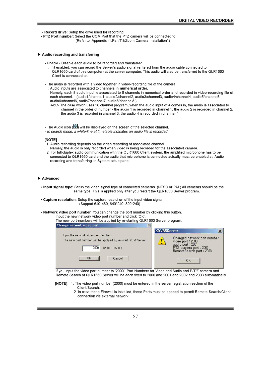 LOREX Technology QLR1660 instruction manual Audio recording and transferring, Advanced 