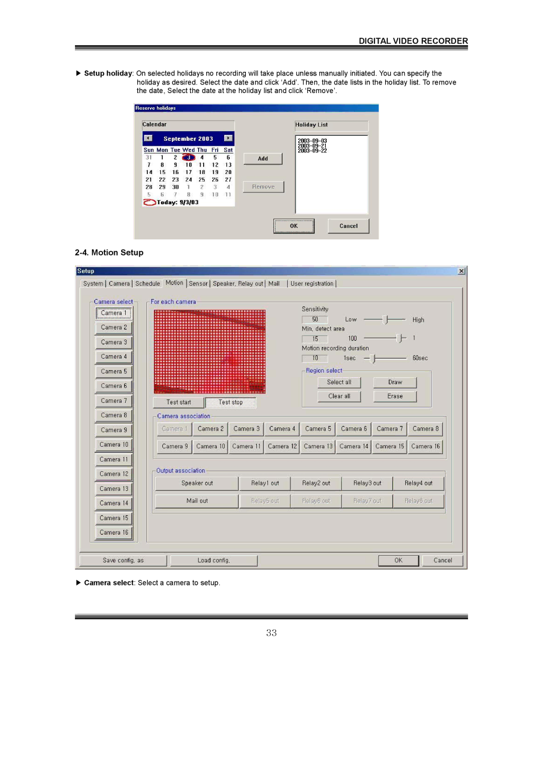 LOREX Technology QLR1660 instruction manual Motion Setup 