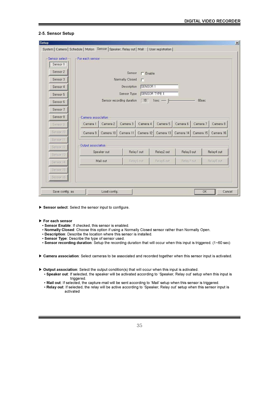 LOREX Technology QLR1660 instruction manual Sensor Setup, For each sensor 