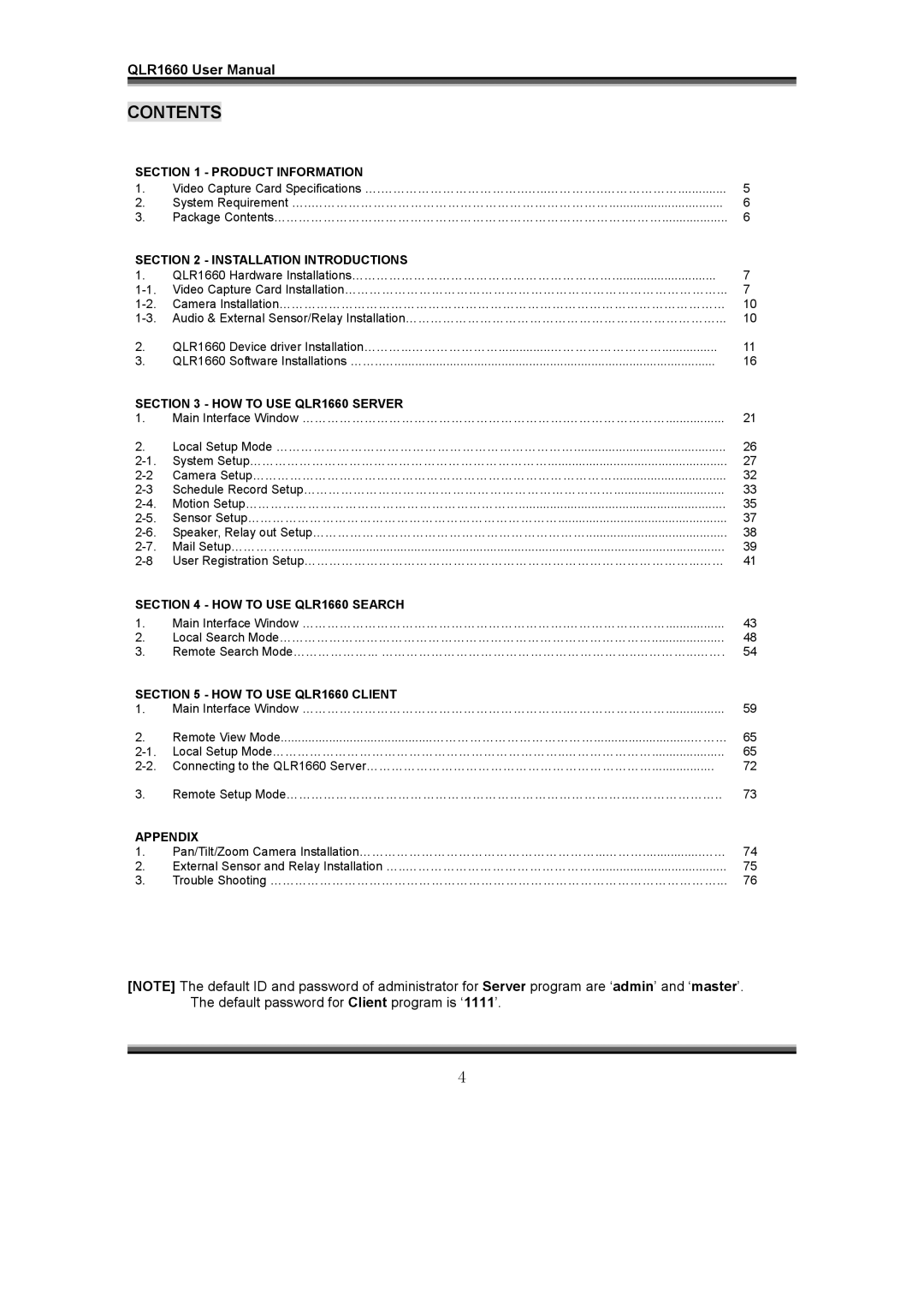 LOREX Technology QLR1660 instruction manual Contents 