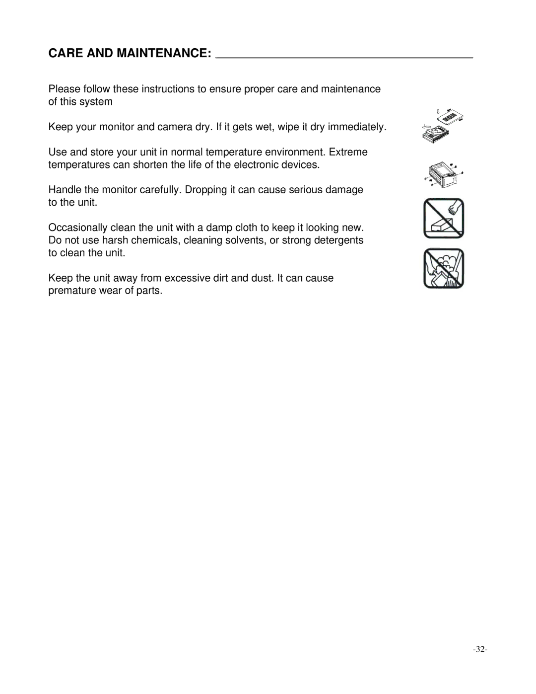 LOREX Technology SC21CD5444UQ-A80 manual Care and Maintenance 