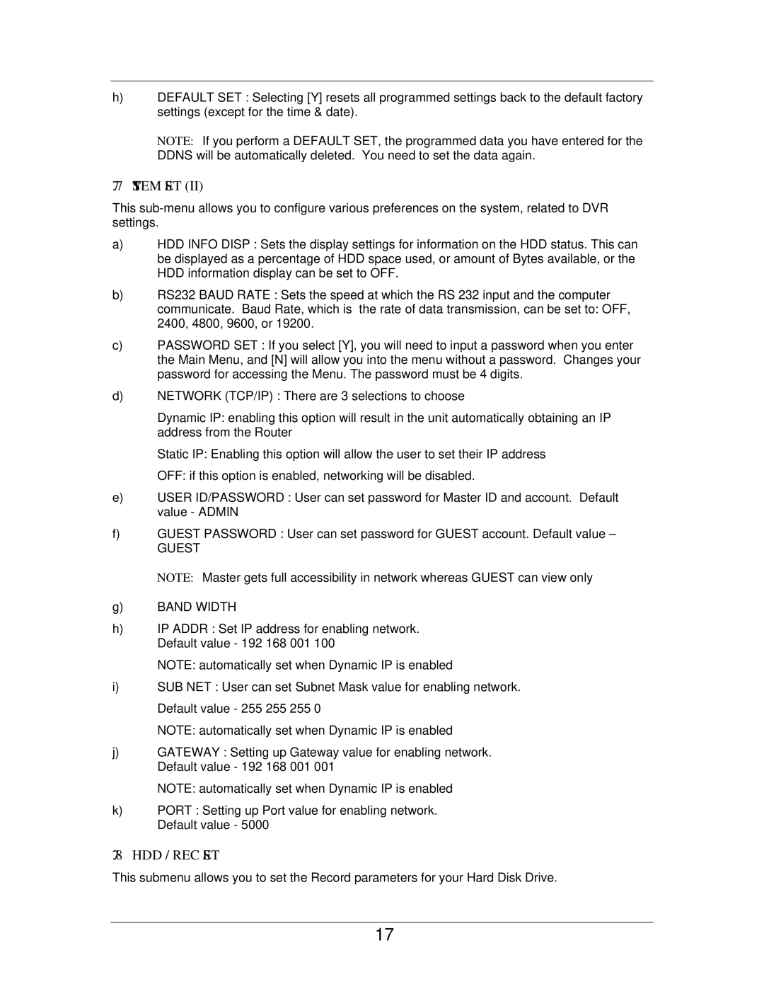 LOREX Technology SC21FD3044-161 instruction manual Hdd / Rec Set, Guest 