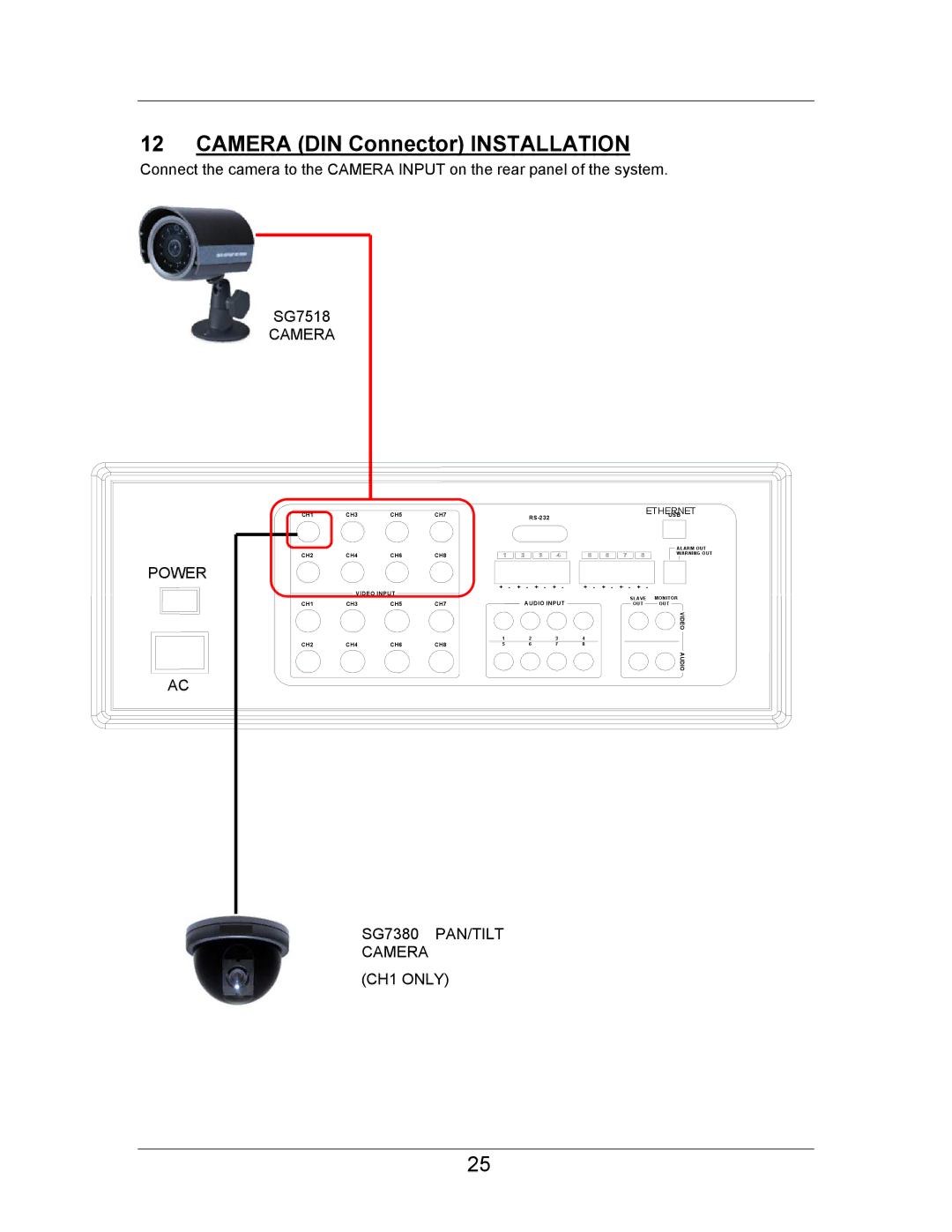 LOREX Technology SC21FD3044-161 instruction manual Camera Power, SG7380 PAN/TILT Camera CH1 only 