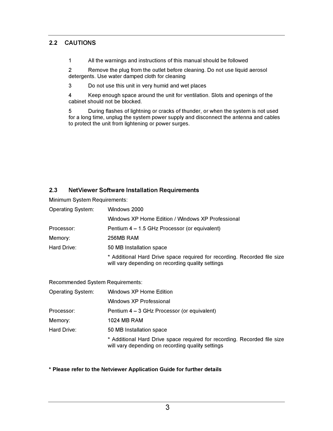 LOREX Technology SC21FD3044-161 instruction manual NetViewer Software Installation Requirements, 256MB RAM 