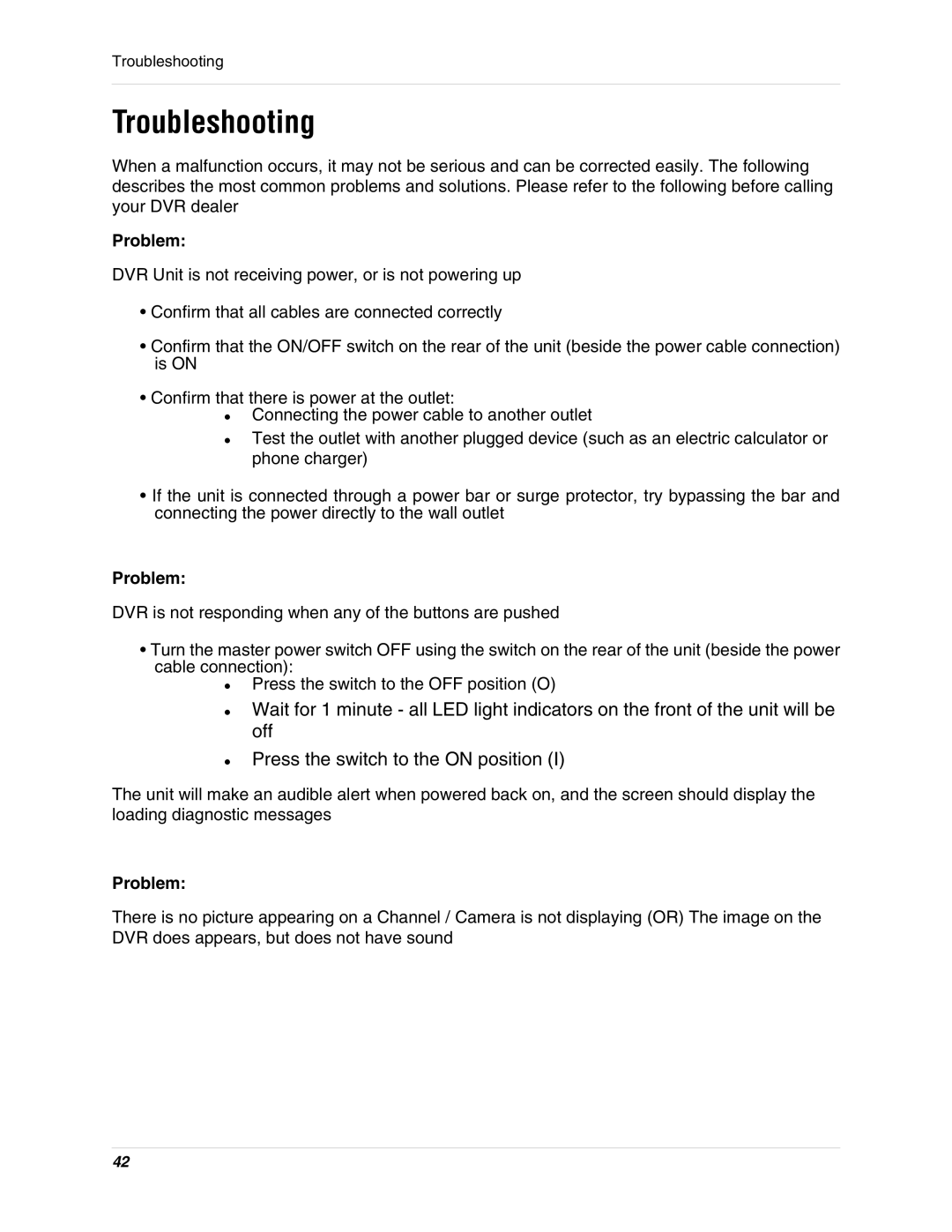 LOREX Technology SC325000 instruction manual Troubleshooting, Problem 