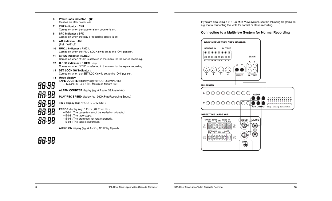 LOREX Technology SG-7960 manual Connecting to a Multiview System for Normal Recording 