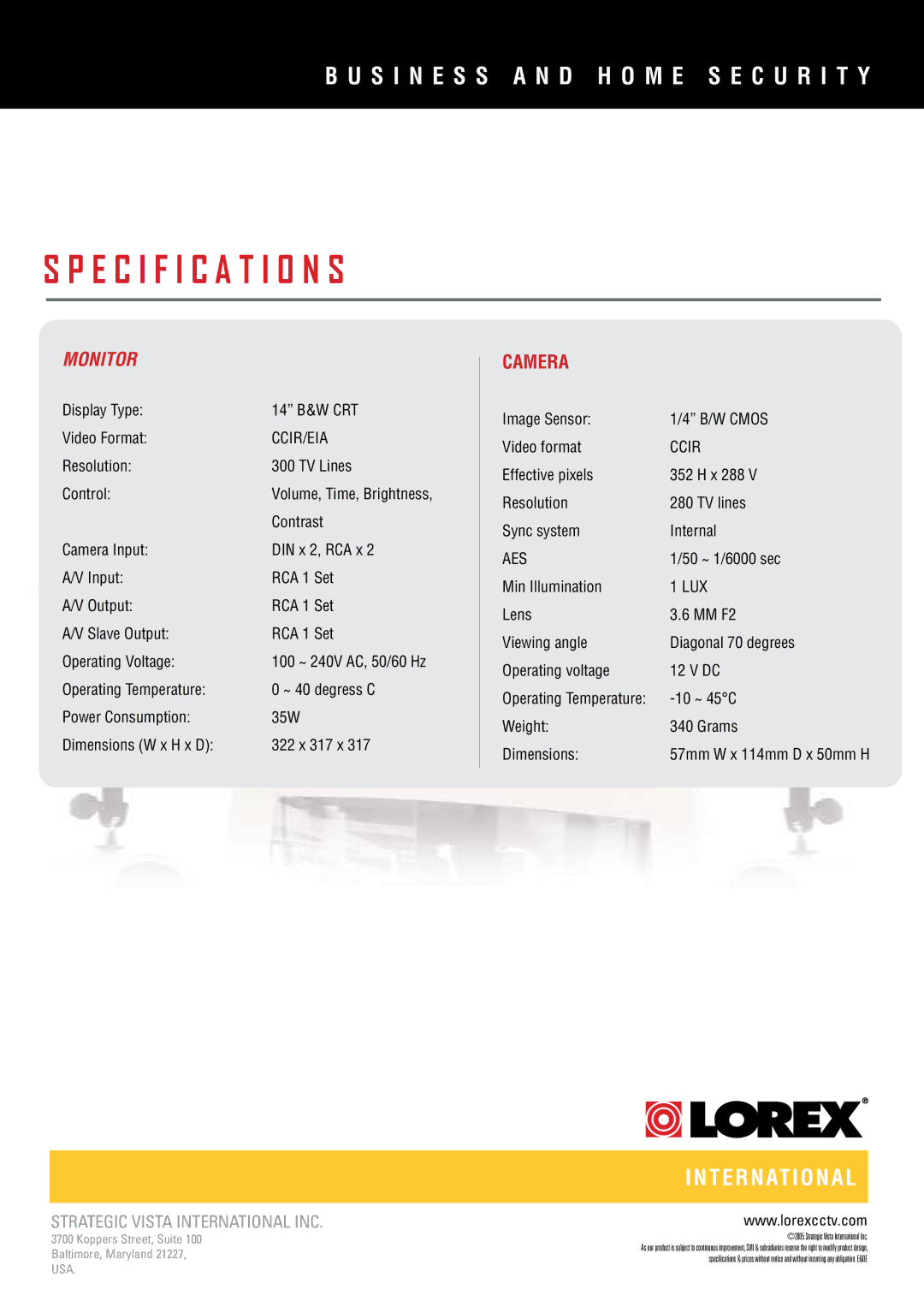 LOREX Technology SG14S1022P manual Ccir/Eia, Aes, Lux 