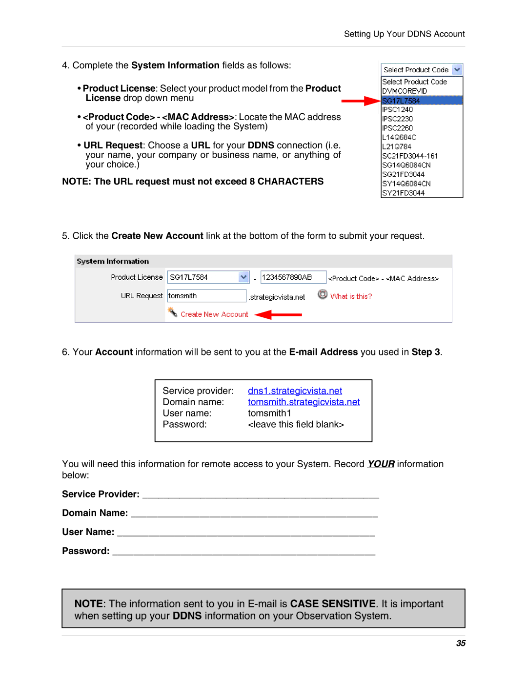 LOREX Technology SG17L7584 instruction manual Dns1.strategicvista.net 