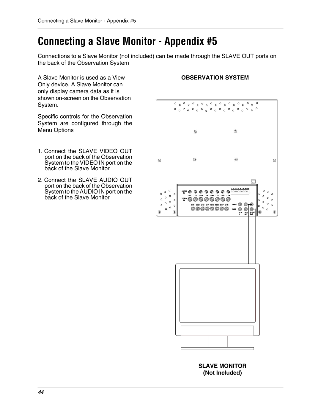 LOREX Technology SG17L7584 instruction manual Connecting a Slave Monitor Appendix #5 